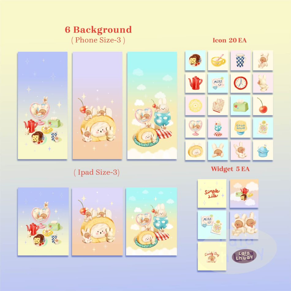Hi Rabbit Kl Lalalhauy | App Icons & Background ( Say Hi! Rabbit Collection) - BEARTOR