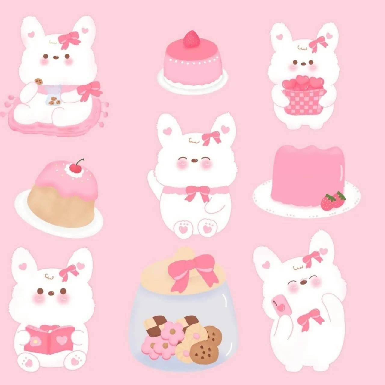 Digital Stickers ชุดกระต่ายพาสเทลคาเฟ่ – 30 ไฟล์ PNG - Image 2