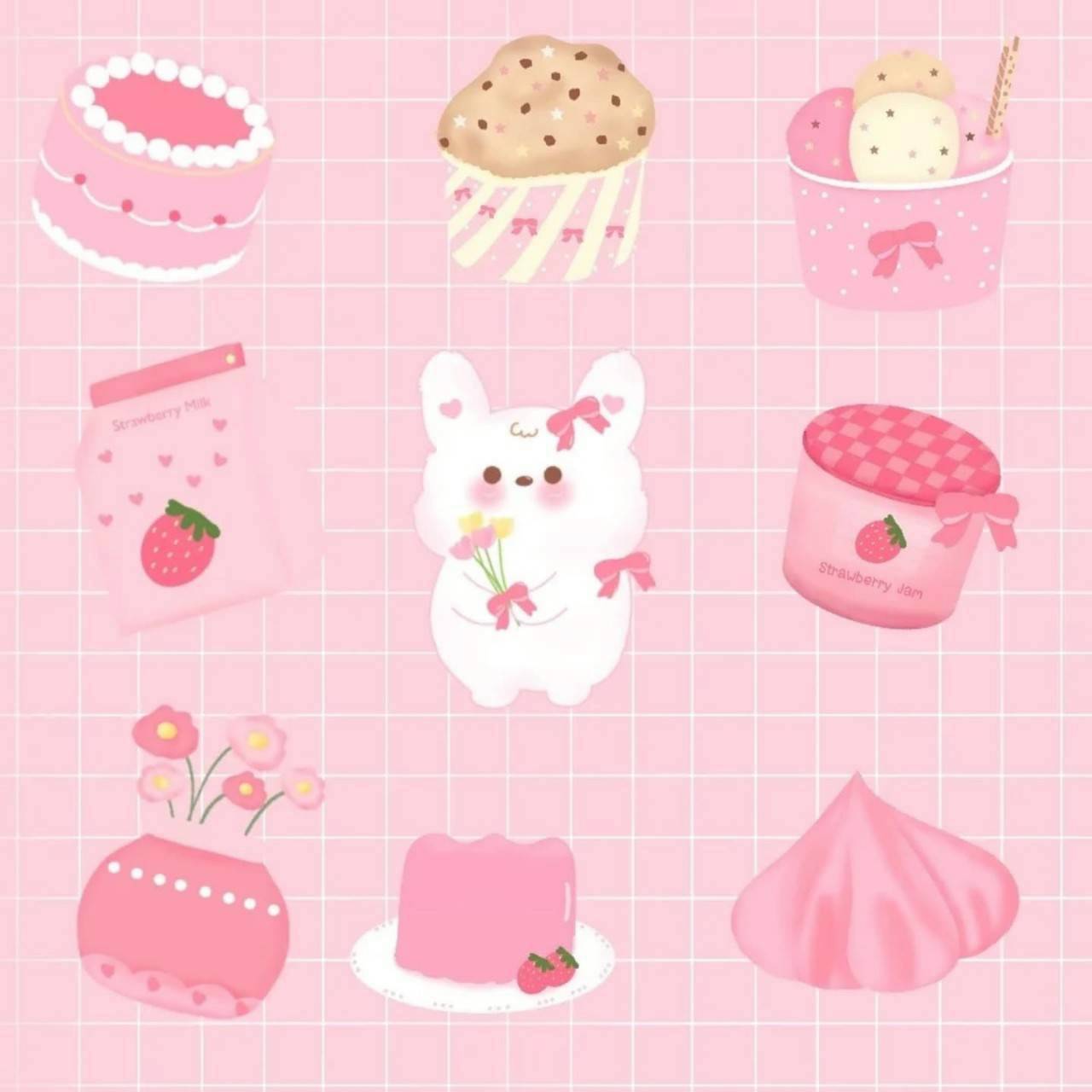 Digital Stickers ชุดกระต่ายพาสเทลคาเฟ่ – 30 ไฟล์ PNG - Image 3