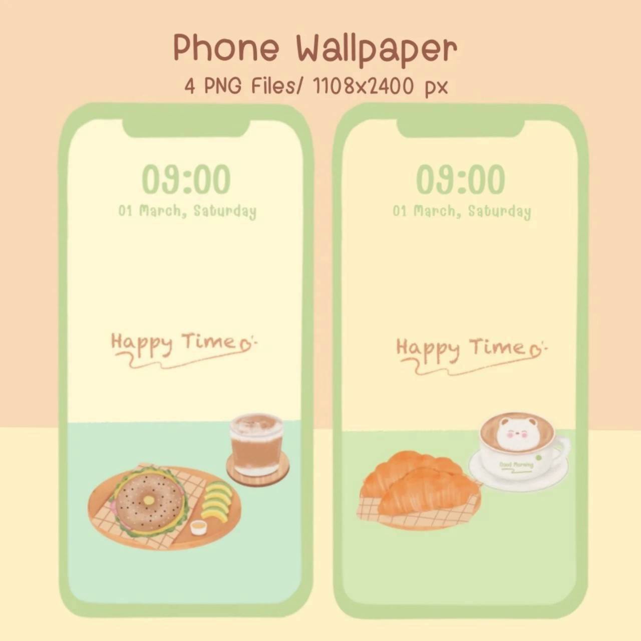 วอลเปเปอร์มือถือ “Happy Time” เซ็ตอาหารเช้า - Image 2
