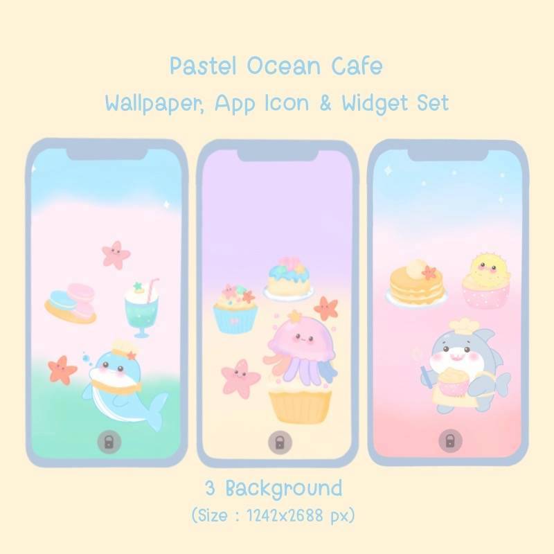 Pastel Ocean Cafe Wallpaper App Icon & Widget Set